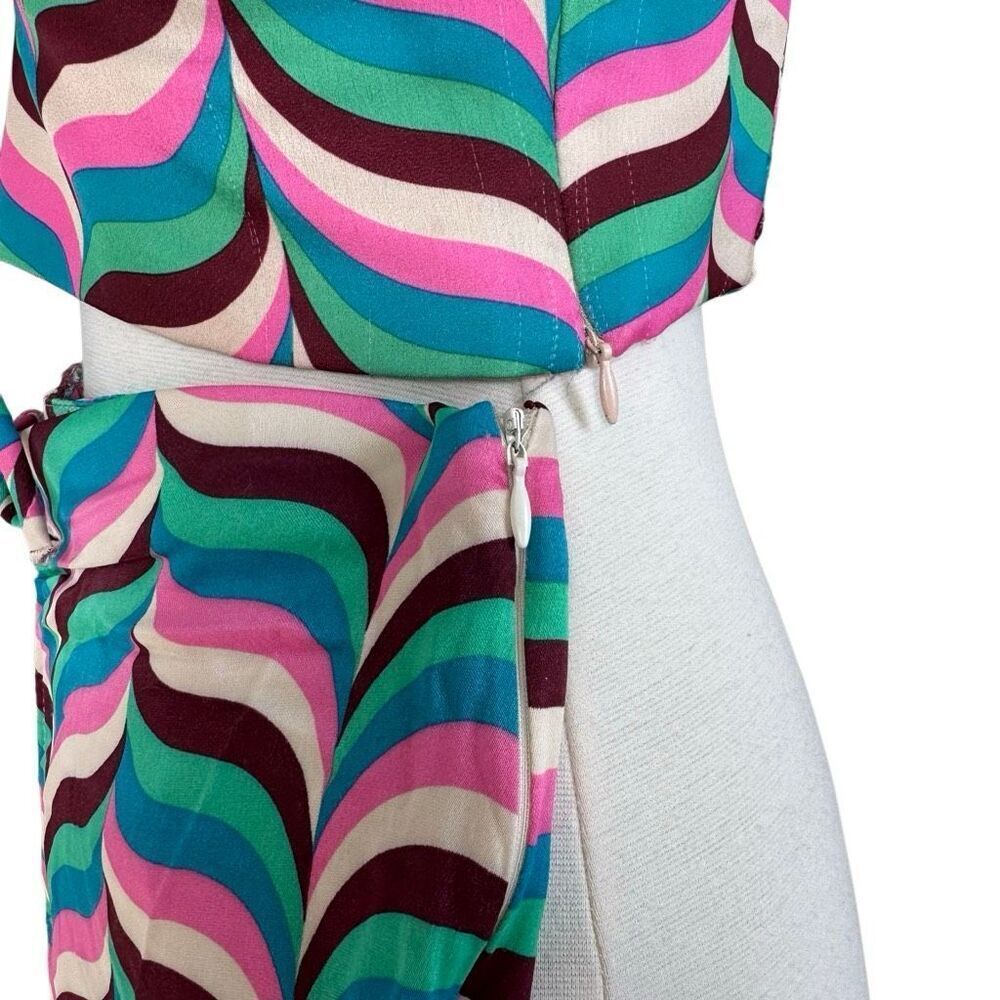 Zara Psychedelic Multicolor Wide Leg Flare Halter Top Two Piece Set Size Small - Picture 9 of 12